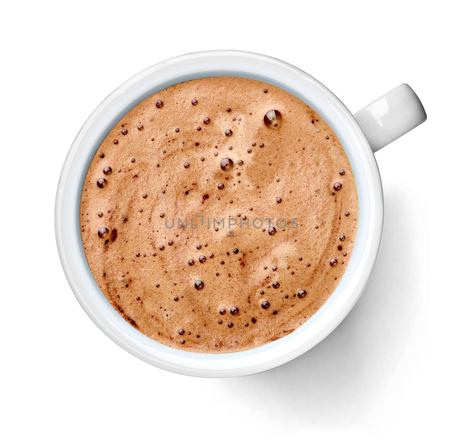 close up of a coffee cup on white background