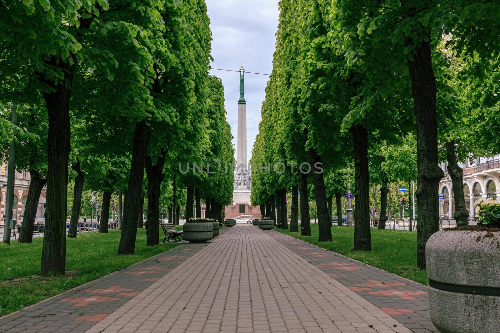 Riga, Latvia, the Monument of Freedom in city center by scudrinja