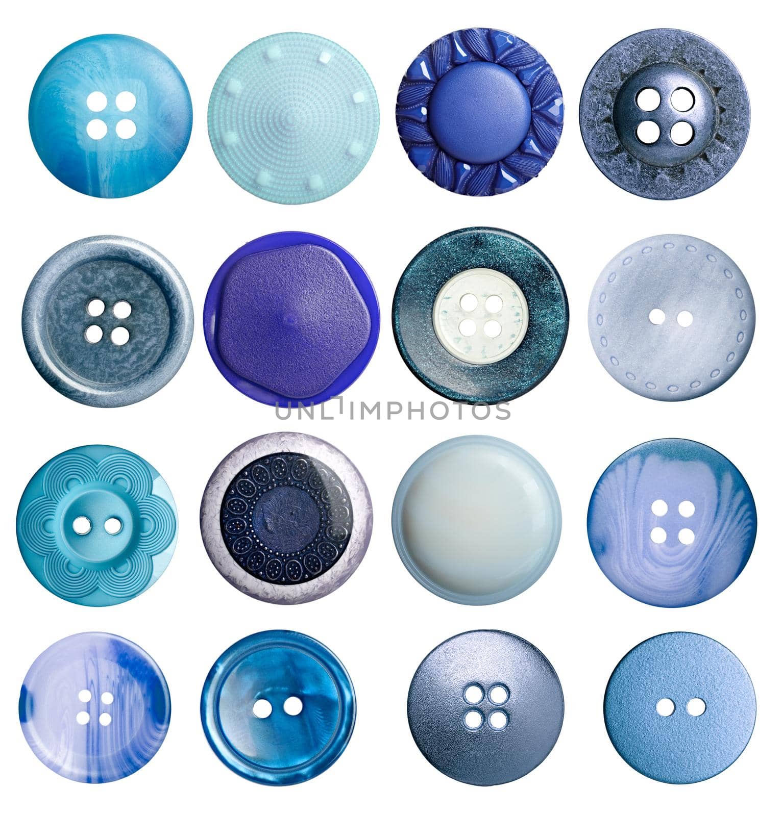 close upo of buttons on white background