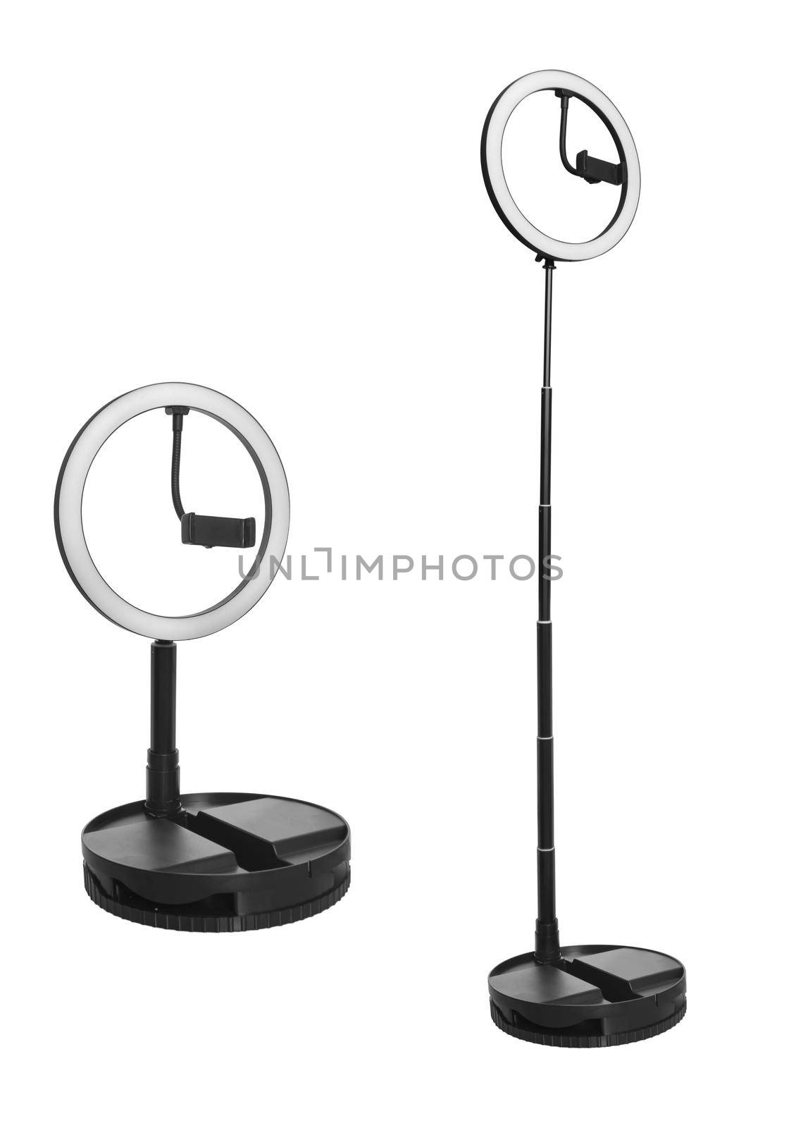 Selfie lamp, ring lamp with tripod and phone mount, isolated on white background by A_A