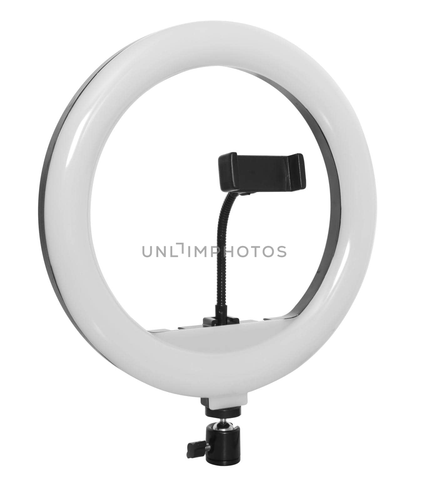 selfie ring lamp with smartphone holder, isolated on white background by A_A