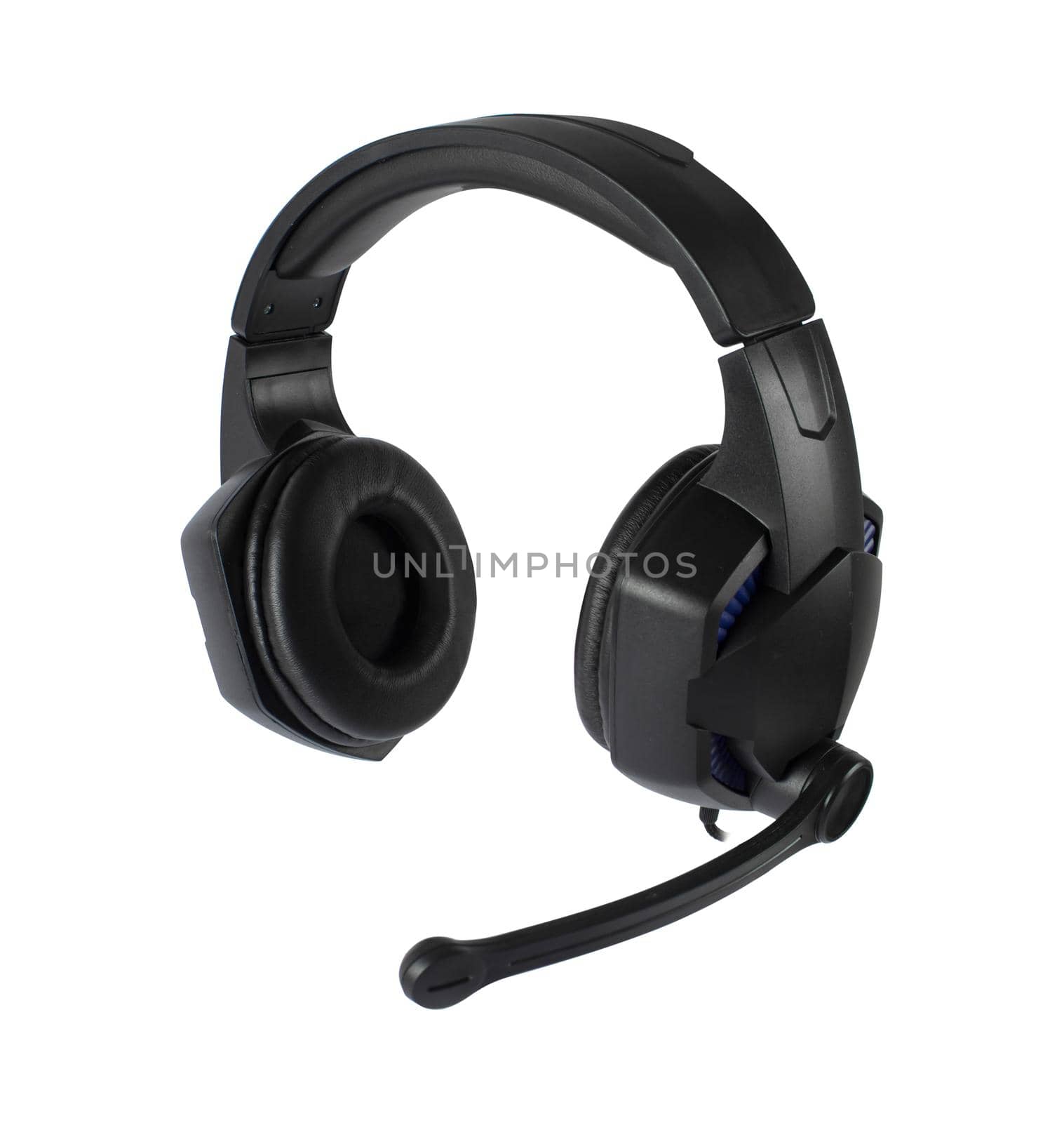 headphones for a computer with a microphone on a white background in isolation