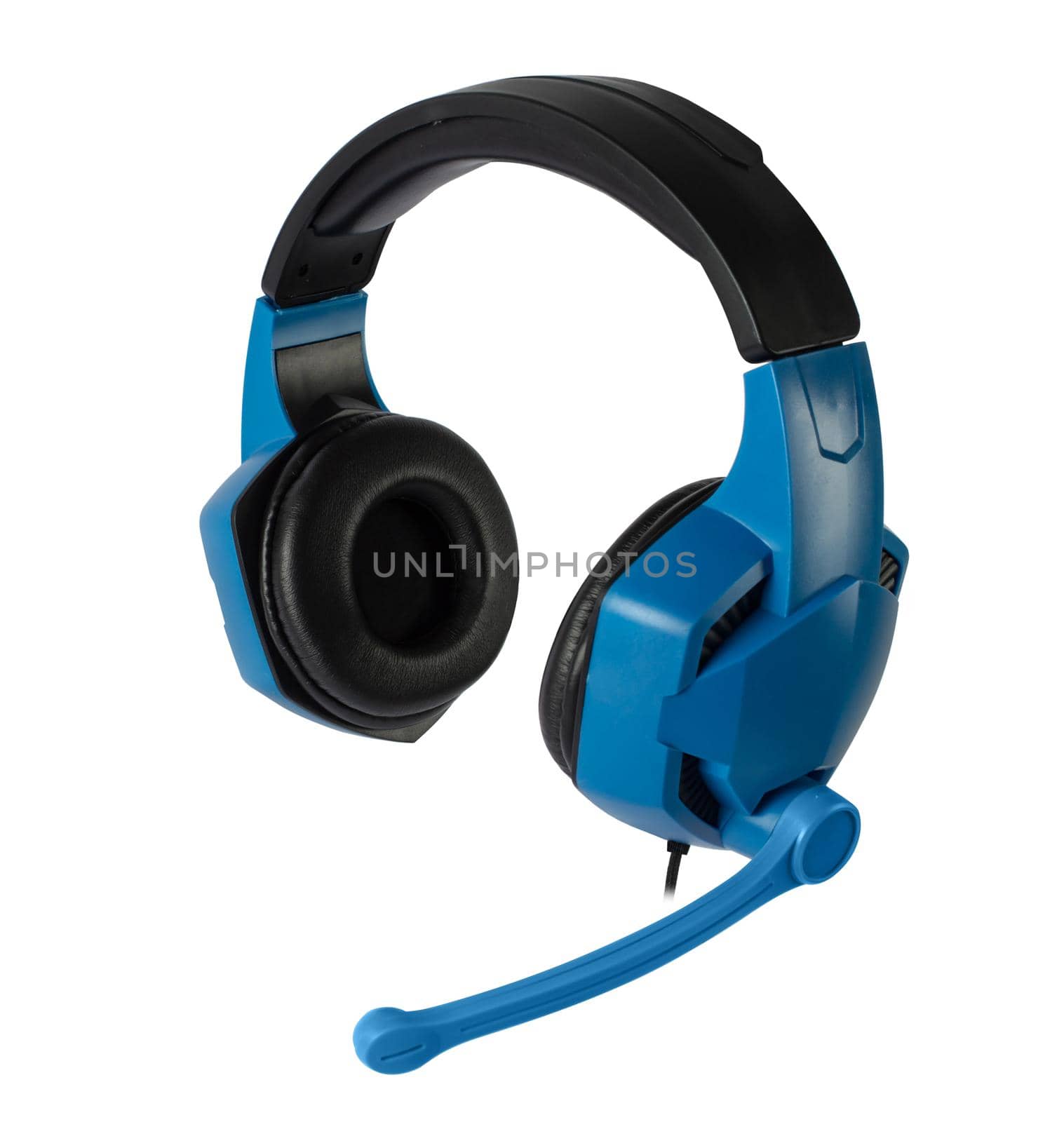 headphones for a computer with a microphone on a white background in isolation