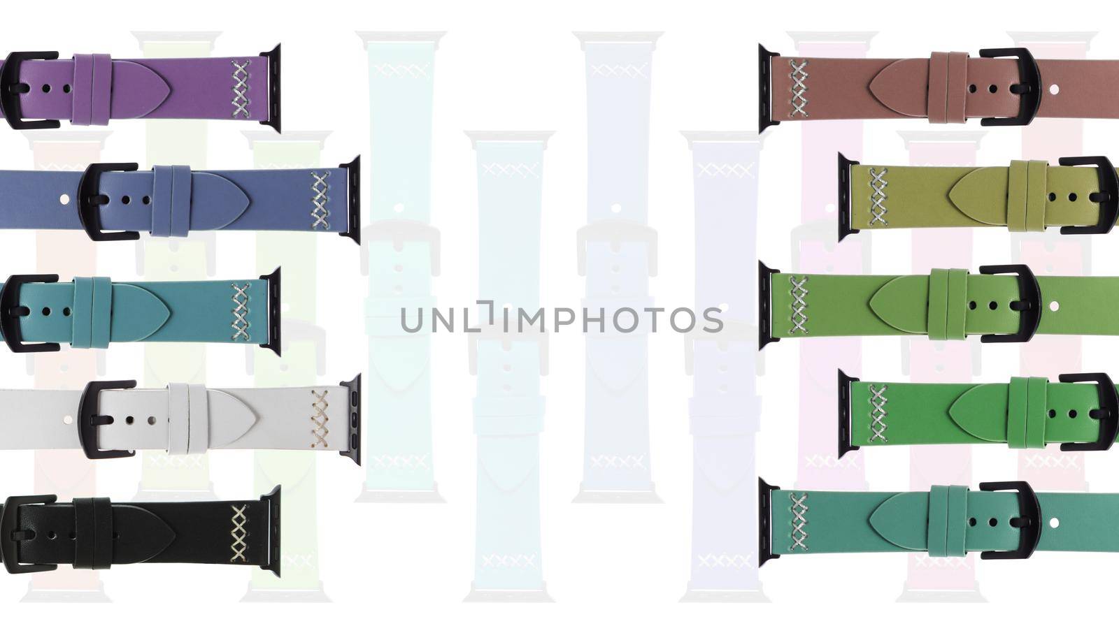 leather straps for electronic watches, smart watches, on a white background in isolation by A_A