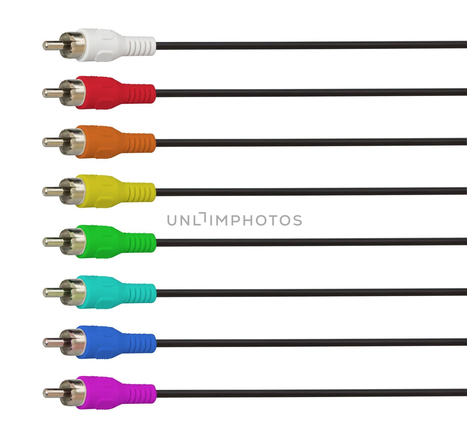 multimedia plug with RCA cable isolated on white background