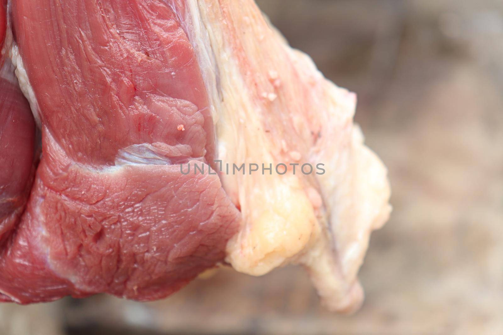 red colored beef closeup with hanging by jahidul2358