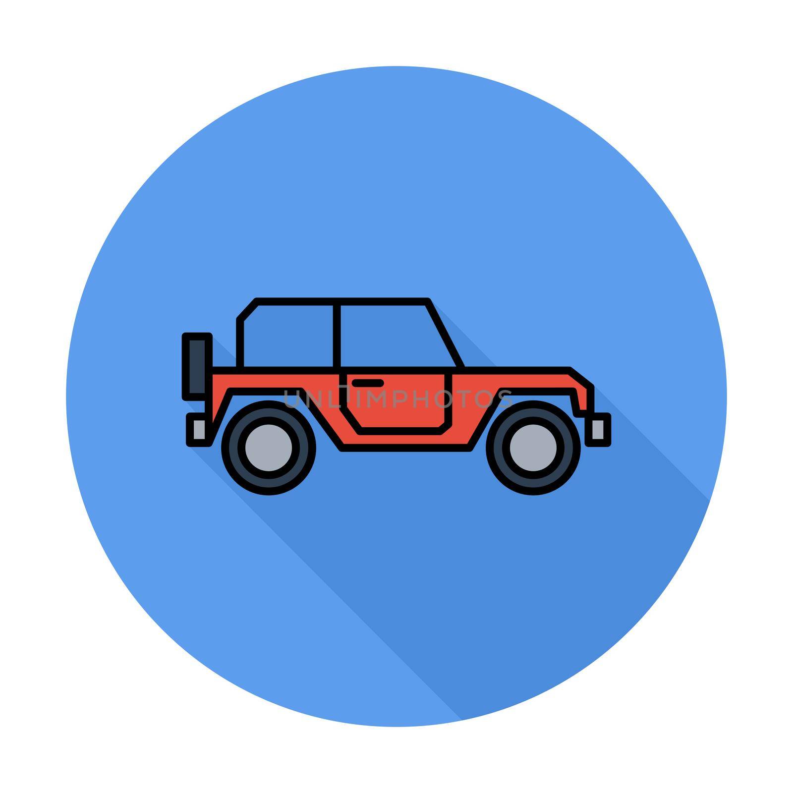 Offroad car. Single flat color icon on the circle. illustration.