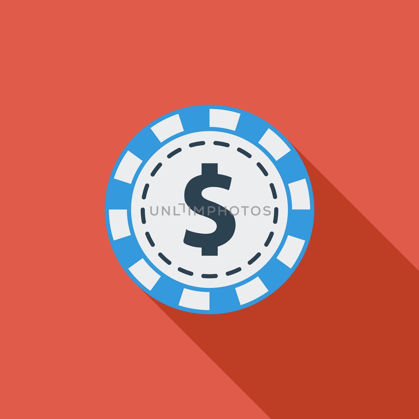 Gambling chips icon. Flat related icon with long shadow for web and mobile applications. It can be used as - logo, pictogram, icon, infographic element. Illustration.