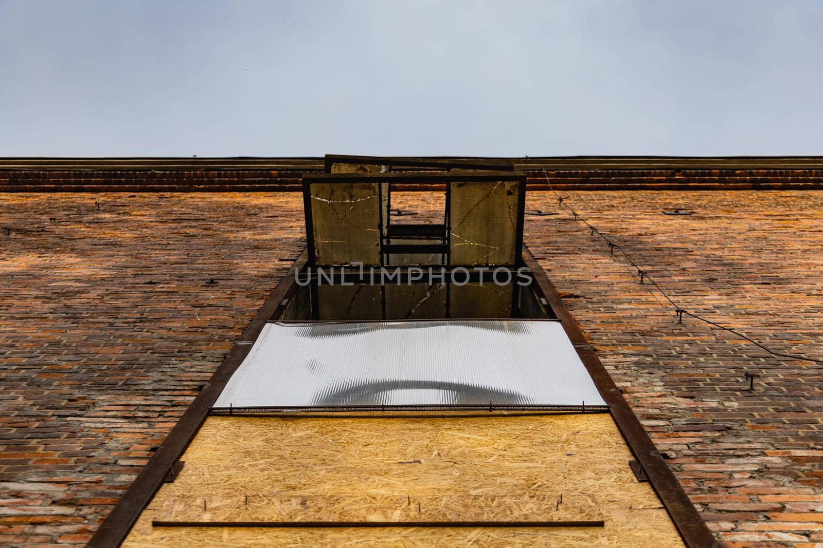 Outdoor view to square and old construction on old boiler building