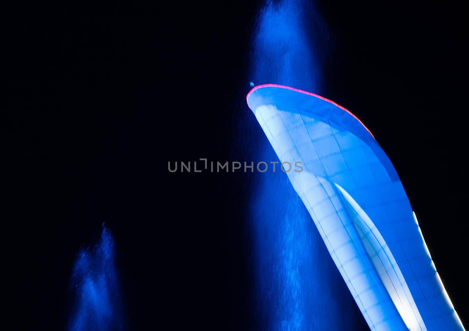 SOCHI, RUSSIA - JUNE, 05, 2021: The Waters of the Sochi Park, Water night show accompanied by classical music.