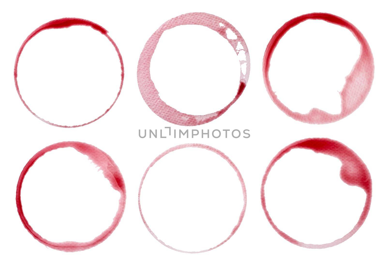 close up of a wine stain on white background