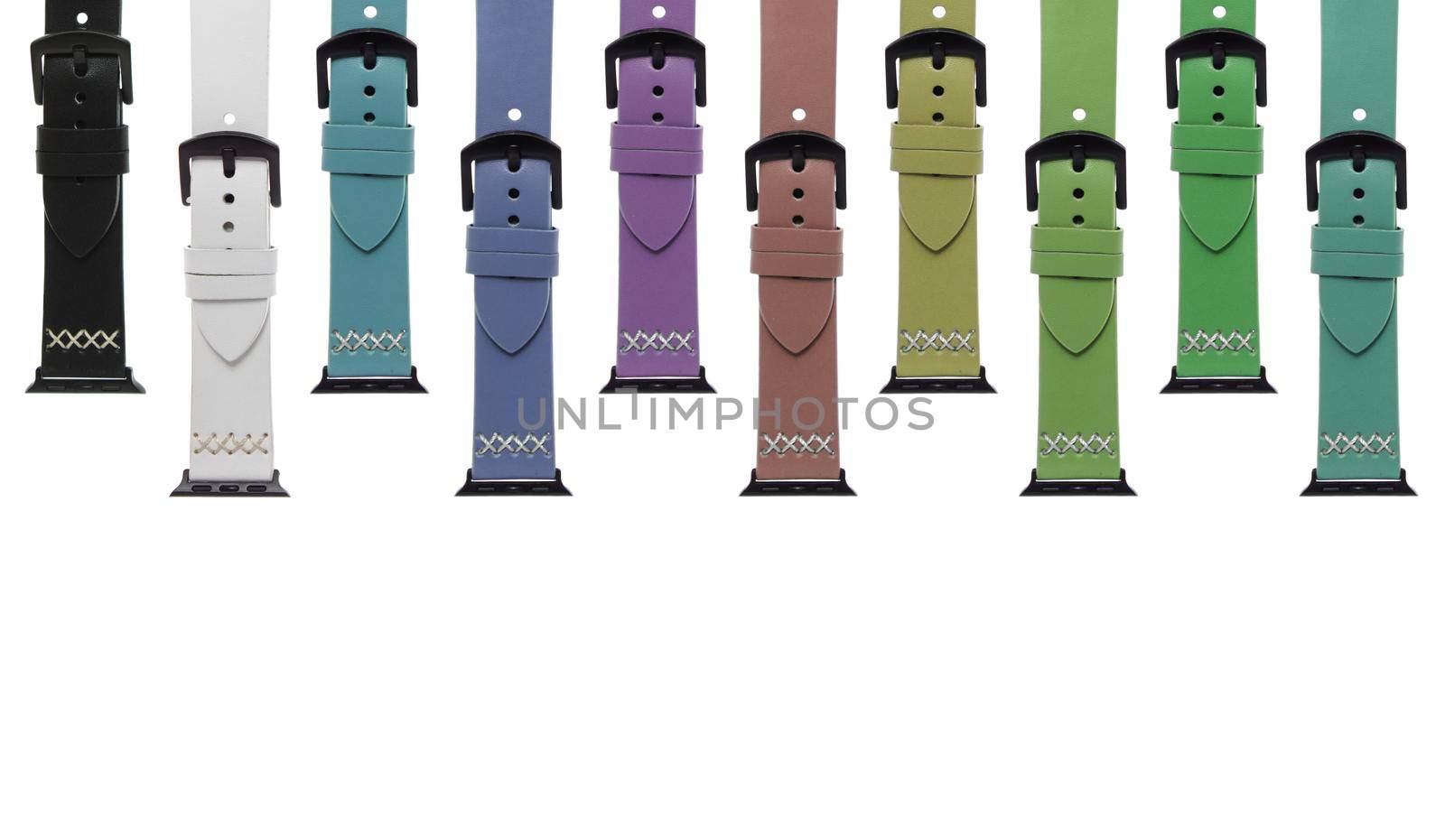 leather straps for electronic watches, smart watches on a white background in isolation