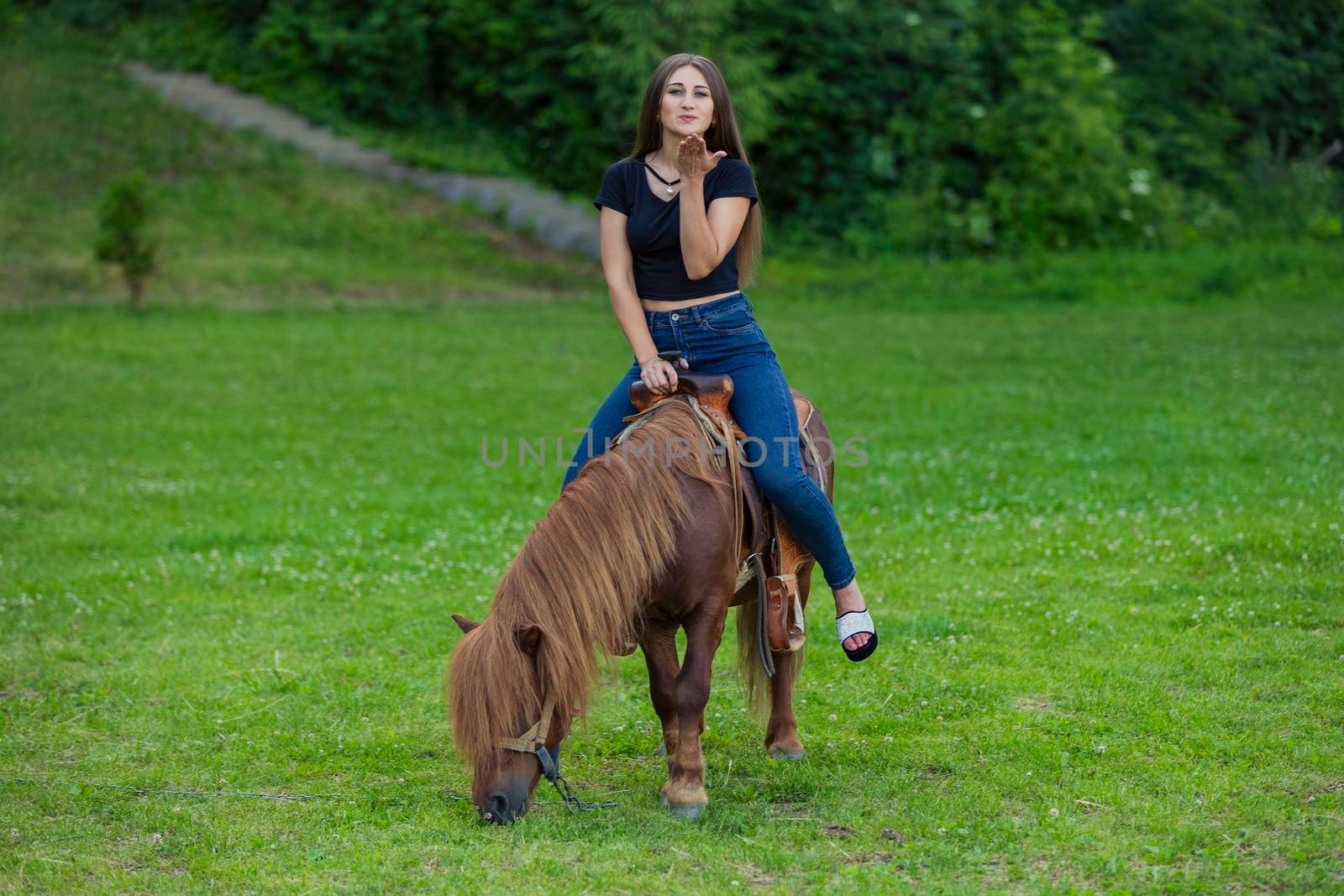 girl riding a pony by zokov