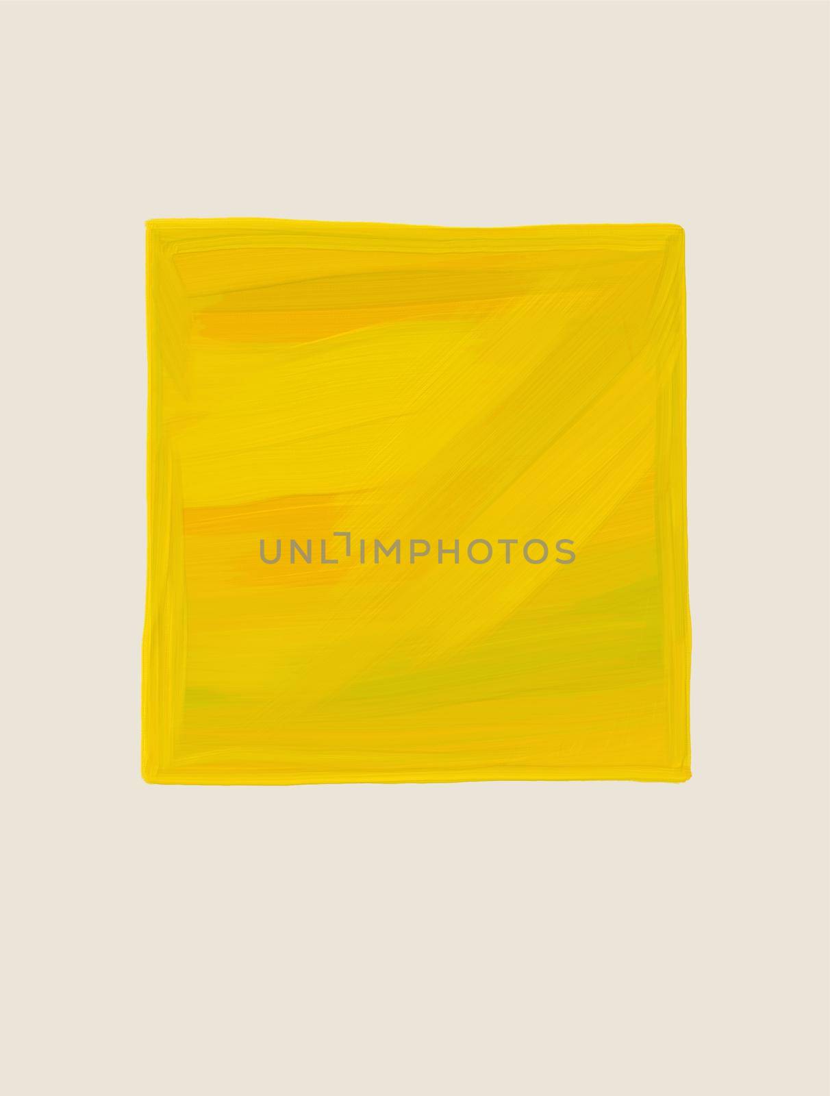 Abstract painting, oil painting. Modern art, minimalism. Yellow square on a light background. For interior decoration and as a background for postcards.
