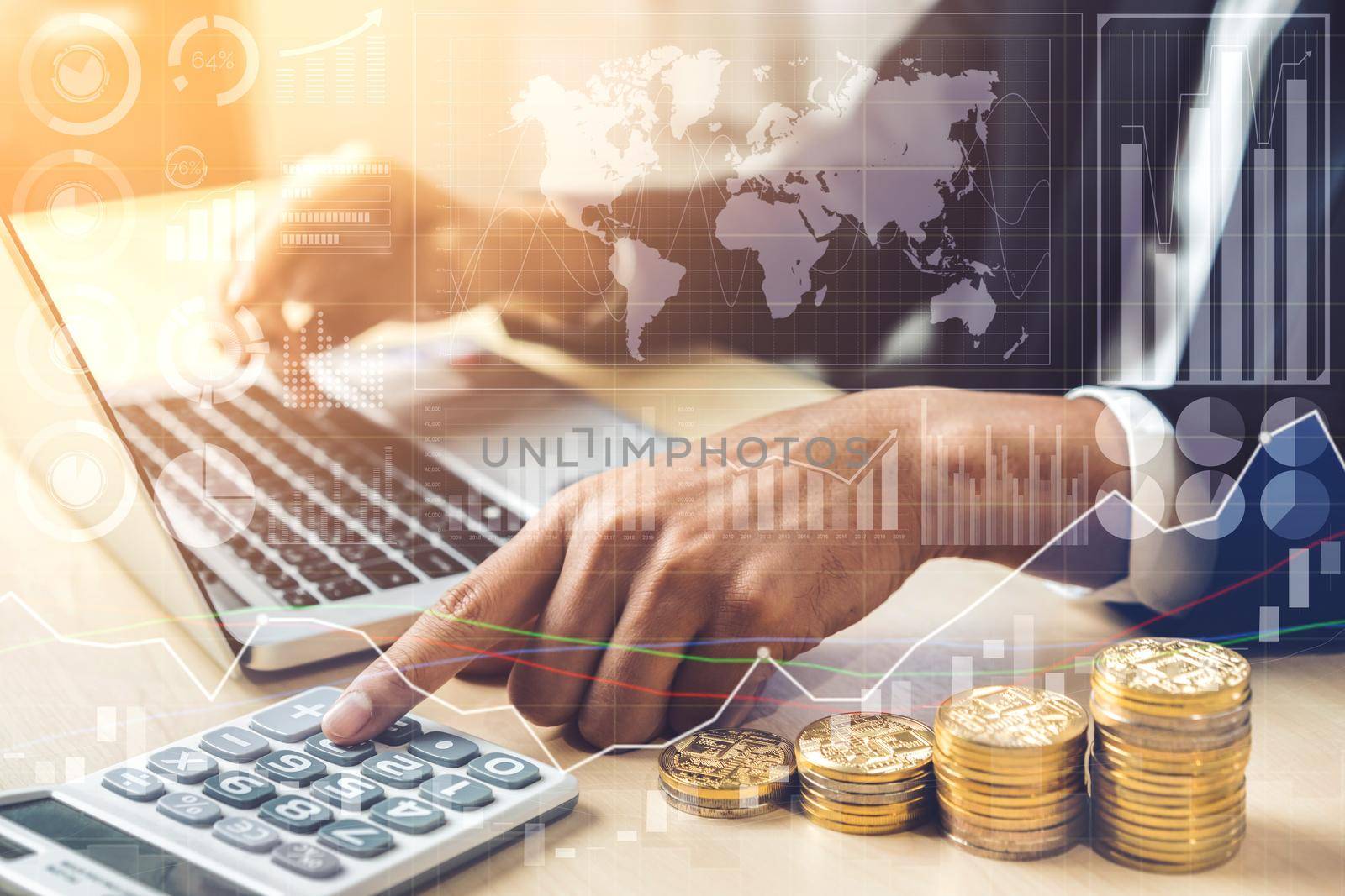 Data Analysis for Business and Finance Concept. Graphic interface showing future computer technology of profit analytic, online marketing research and information report for digital business strategy.