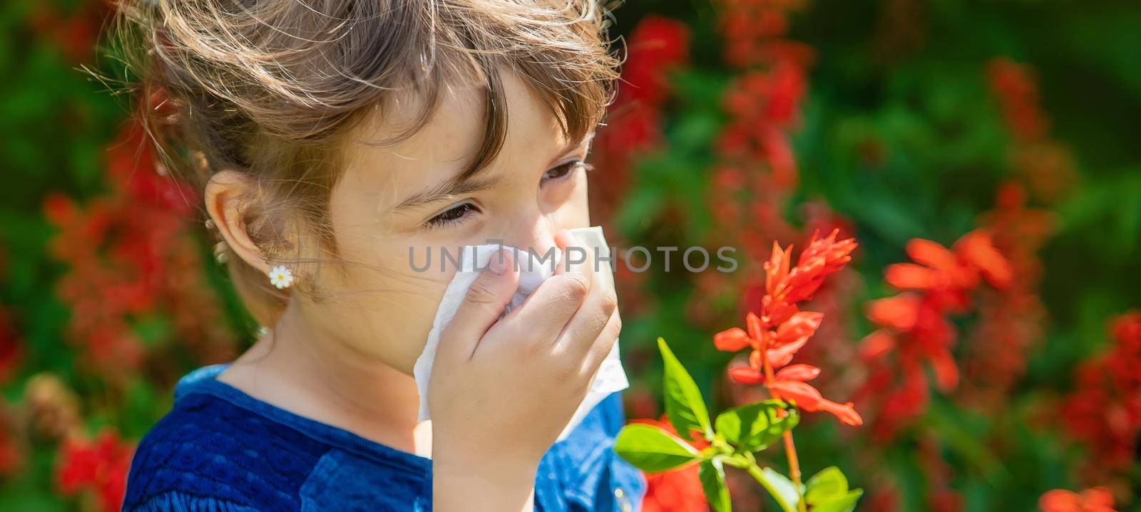 Seasonal allergy in a child. Coryza. Selective focus. by yanadjana