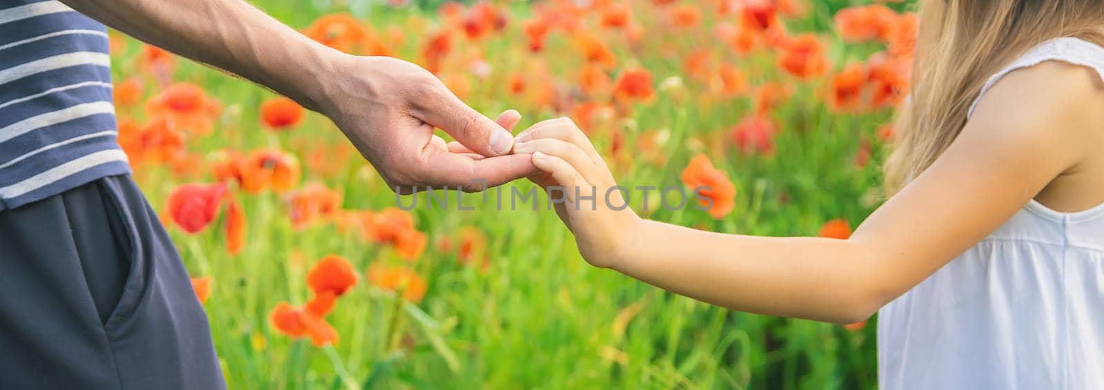 children girl in a field with poppies. selective focus. by yanadjana