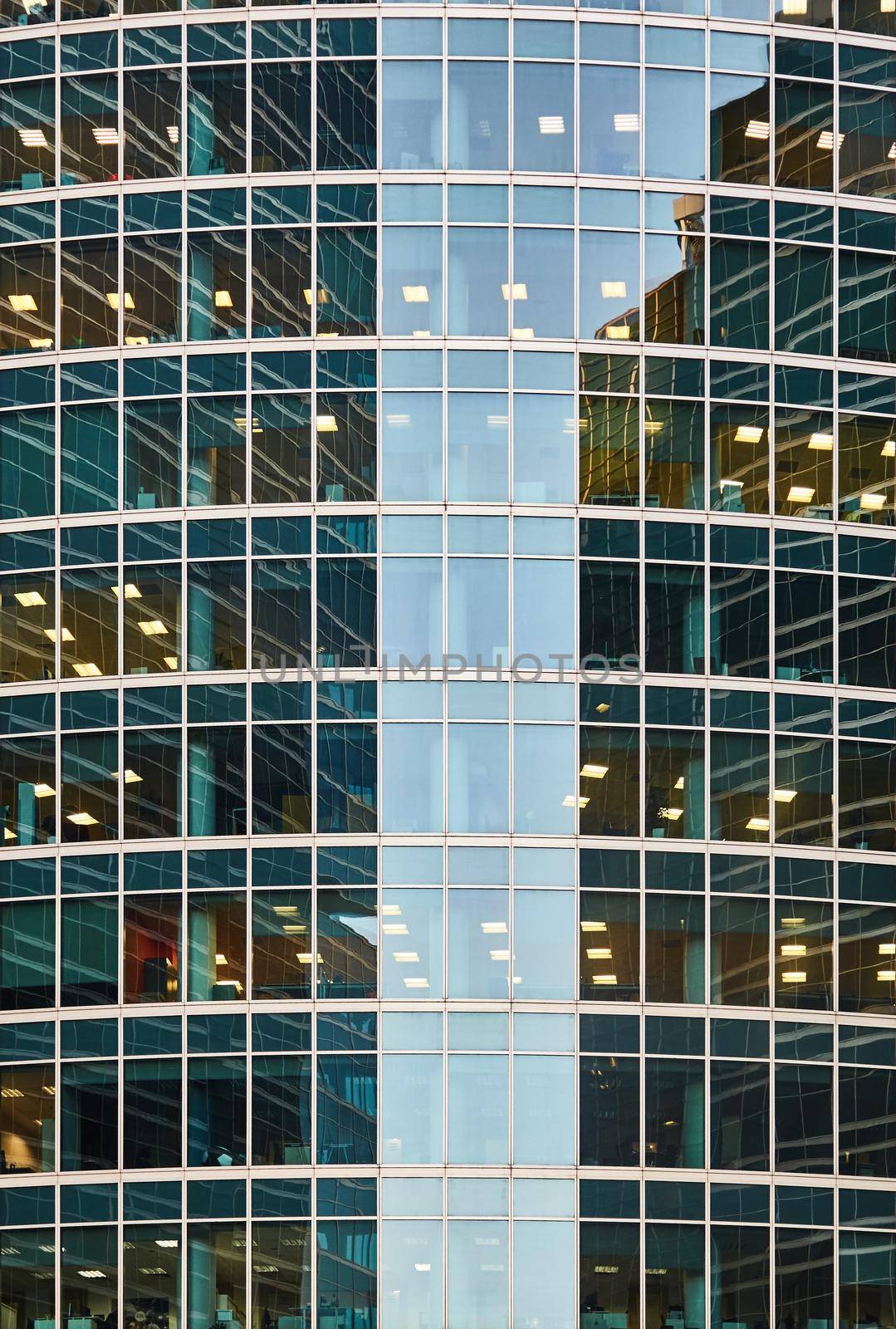 District Moscow city. Business centre. Offices in skyscrapers. Close-up. Windows