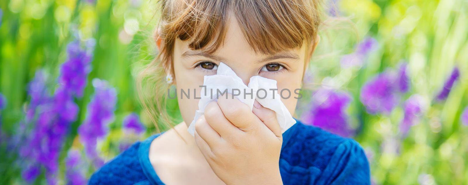 Seasonal allergy in a child. Coryza. Selective focus. by yanadjana