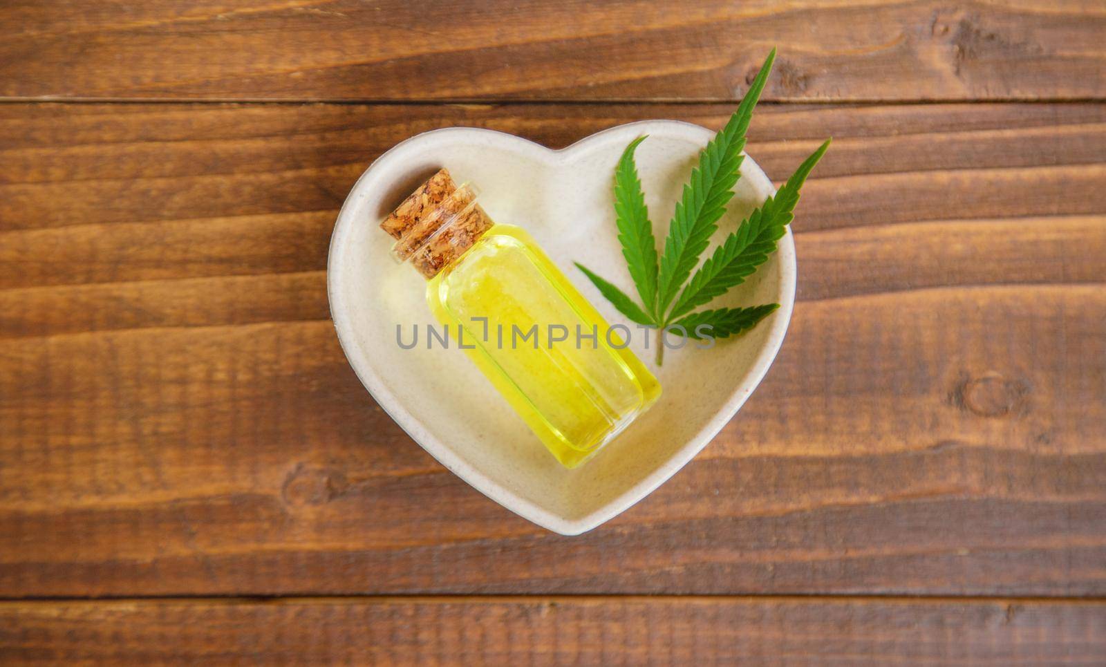Cannabis herb and leaves for treatment broth, tincture, extract, oil. Selective focus. nature