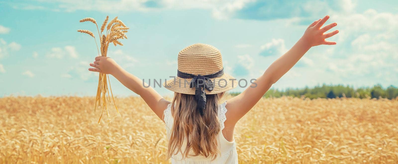 A child in a wheat field. Selective focus. by yanadjana