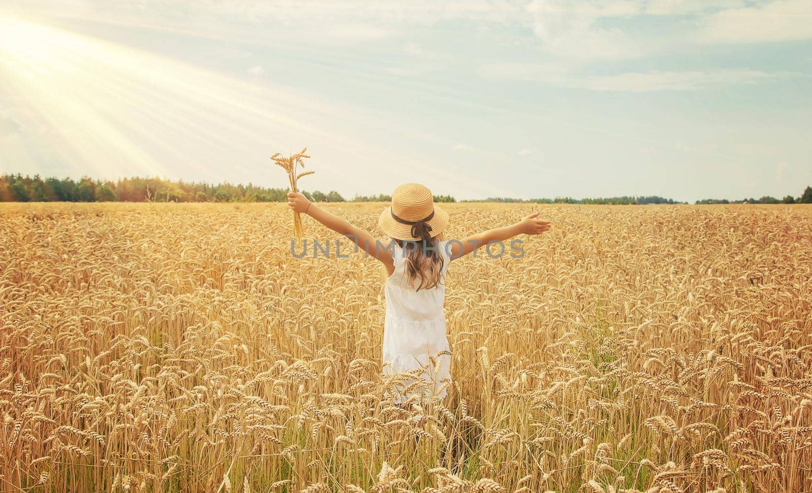 A child in a wheat field. Selective focus. by yanadjana