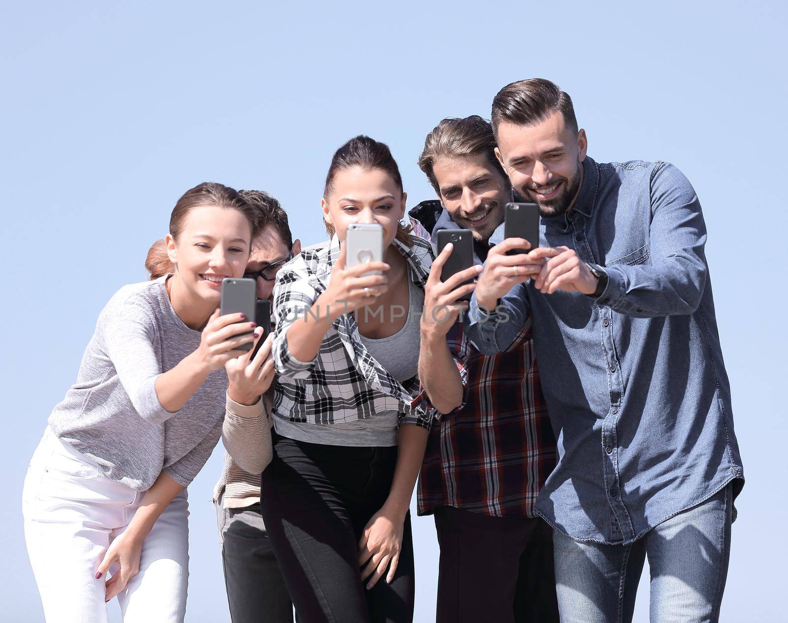 closeup. friends students make a selfie.photo with copy space.