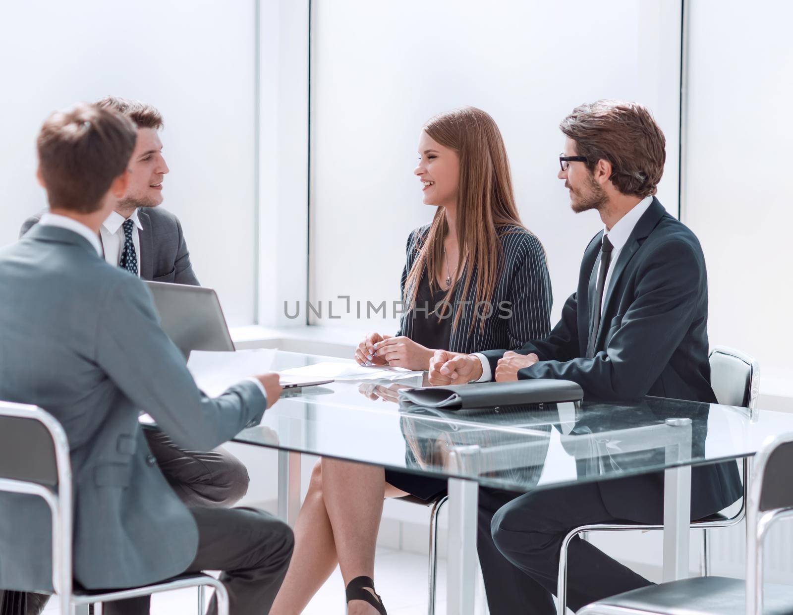 business people discuss something during a business meeting. business concept