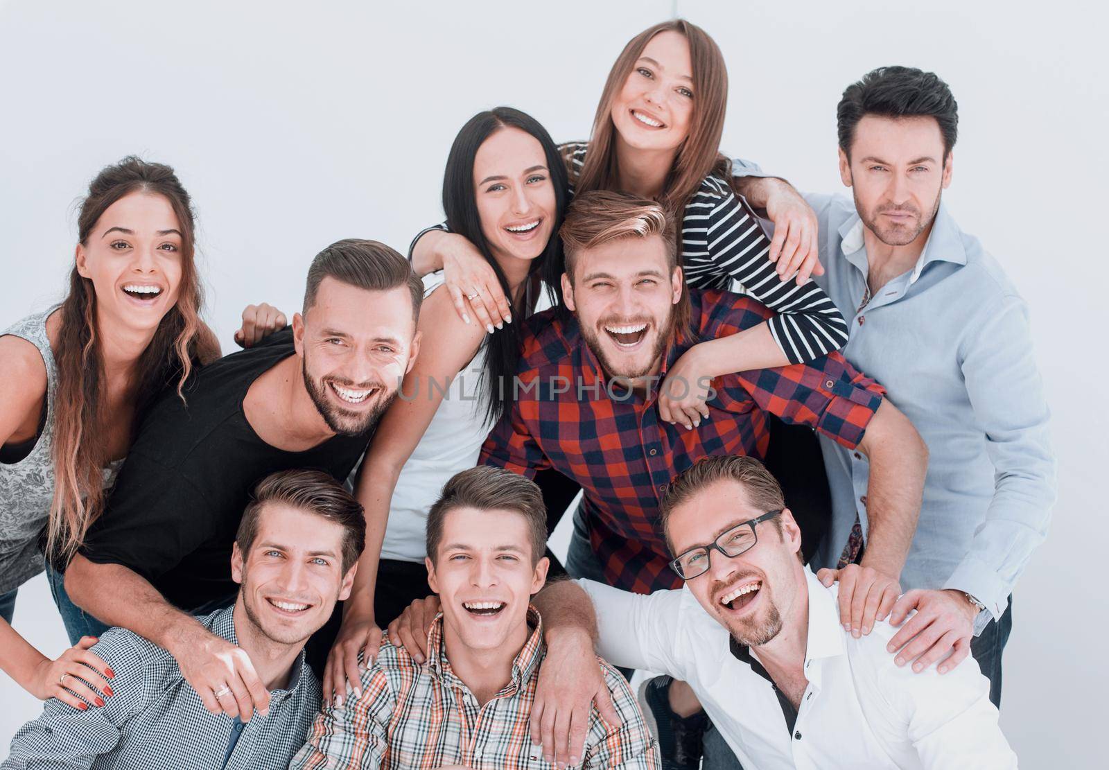 cheerful group of promising young people.isolated on light background