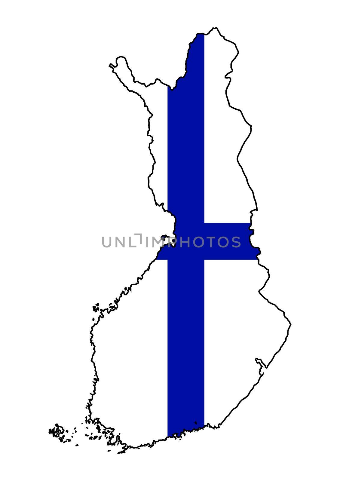 Finland Map Silhouette Over The National Flag by Bigalbaloo