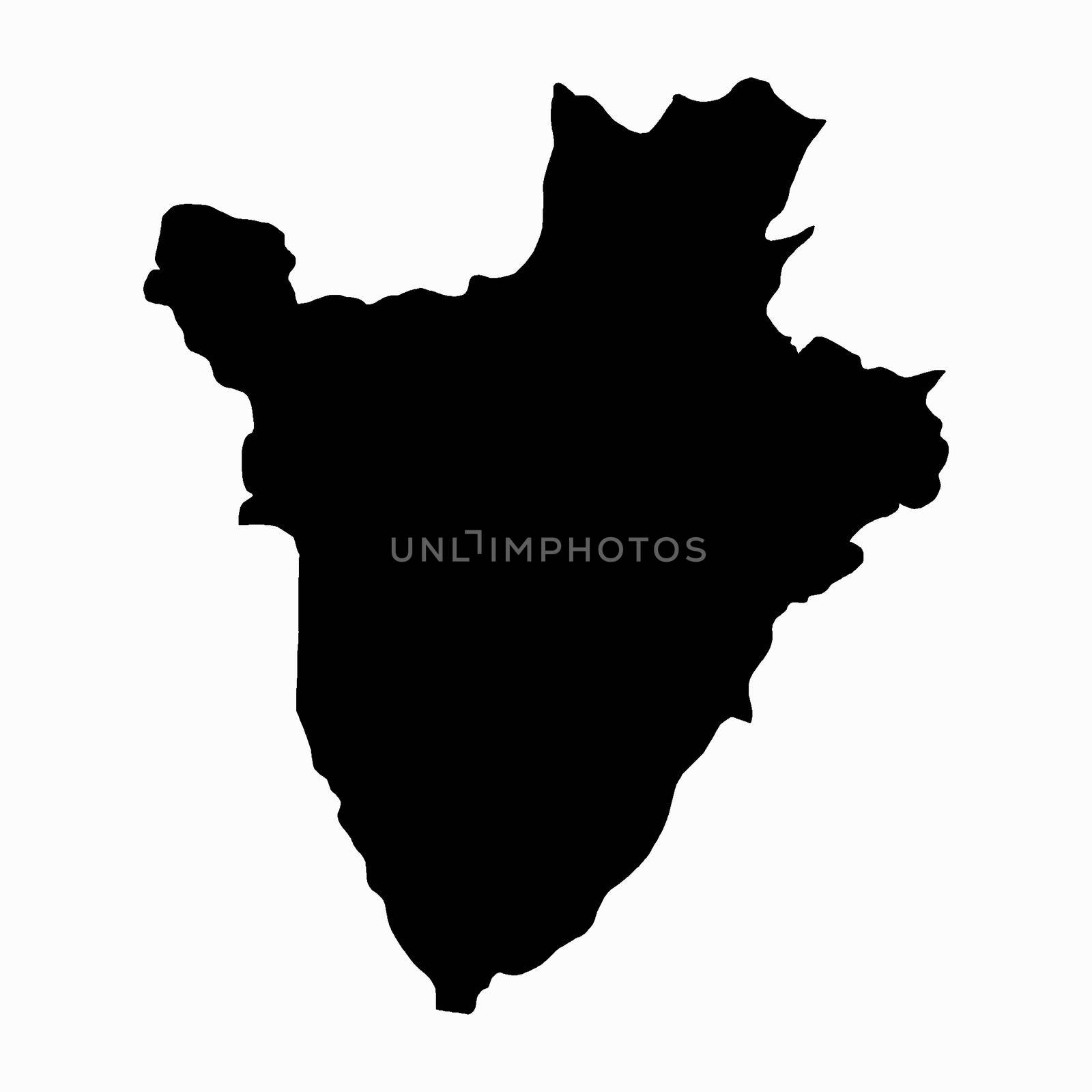 Burundi outline silhouette map in black over a white background