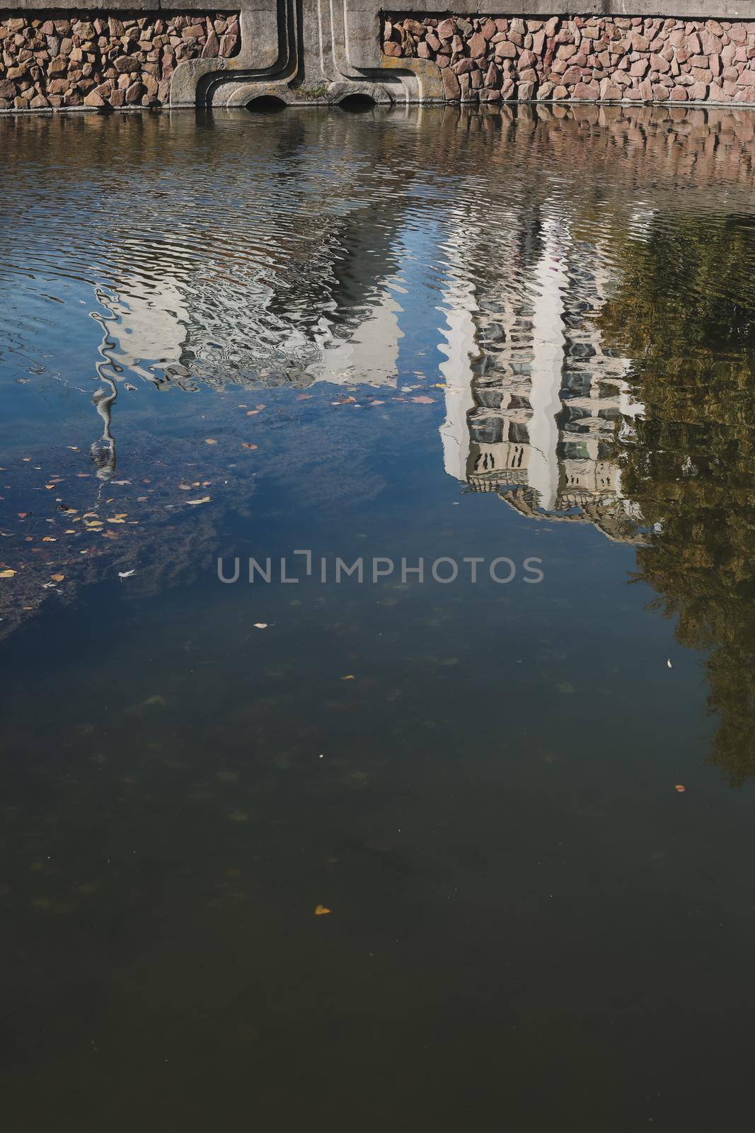 autumn colorful foliage with reflection in the water.