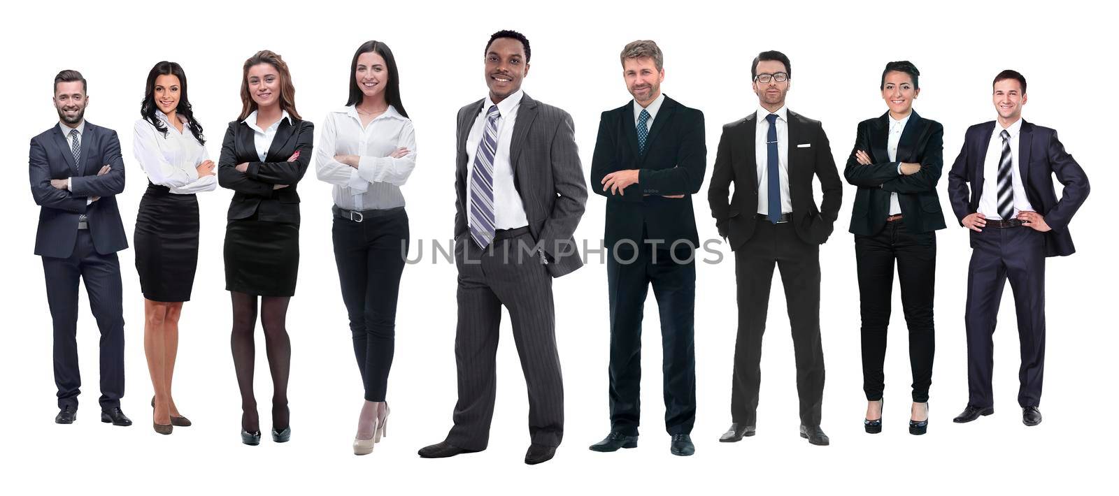 in full growth.professional business team isolated on white background.