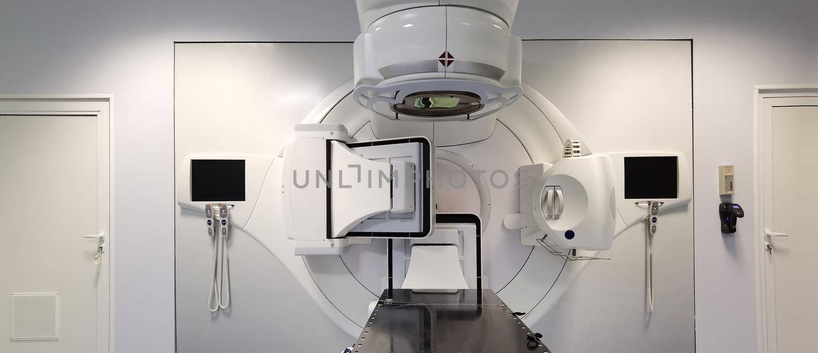A part of modern linear accelerator in oncological cancer therapy in a modern hospital.  by EdVal