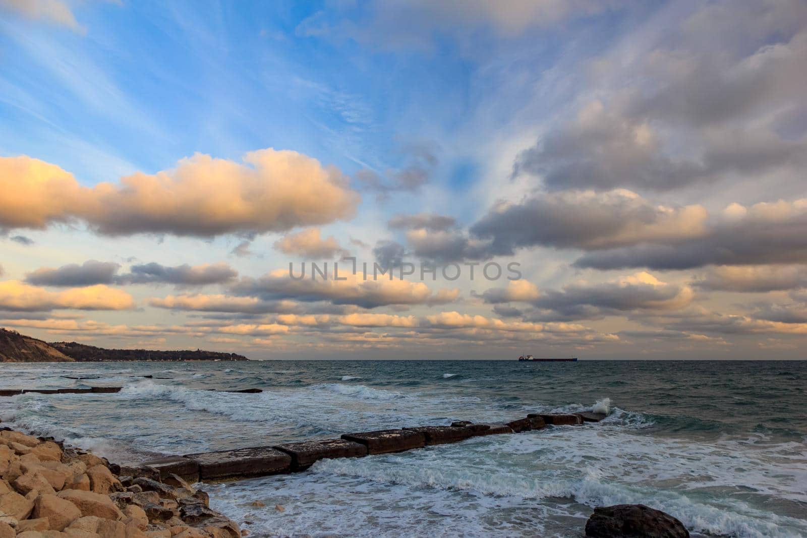 exciting sea with impressive clouds early morning
