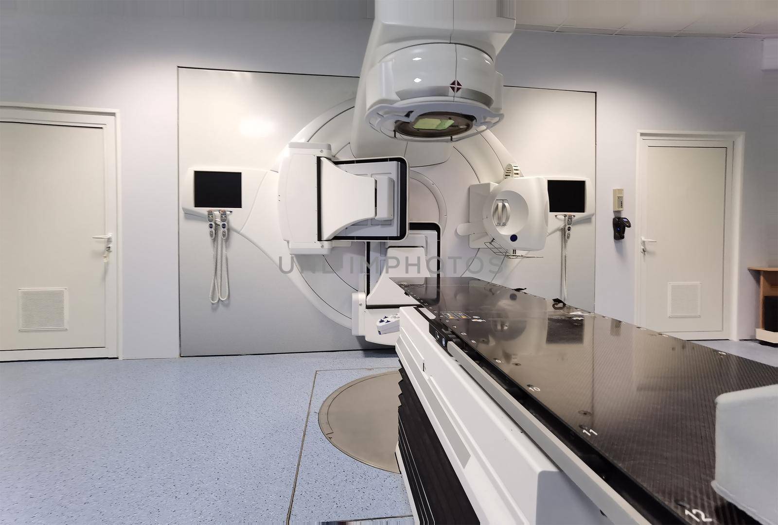 Medical advanced linear accelerator in oncological cancer therapy in a modern hospital.  