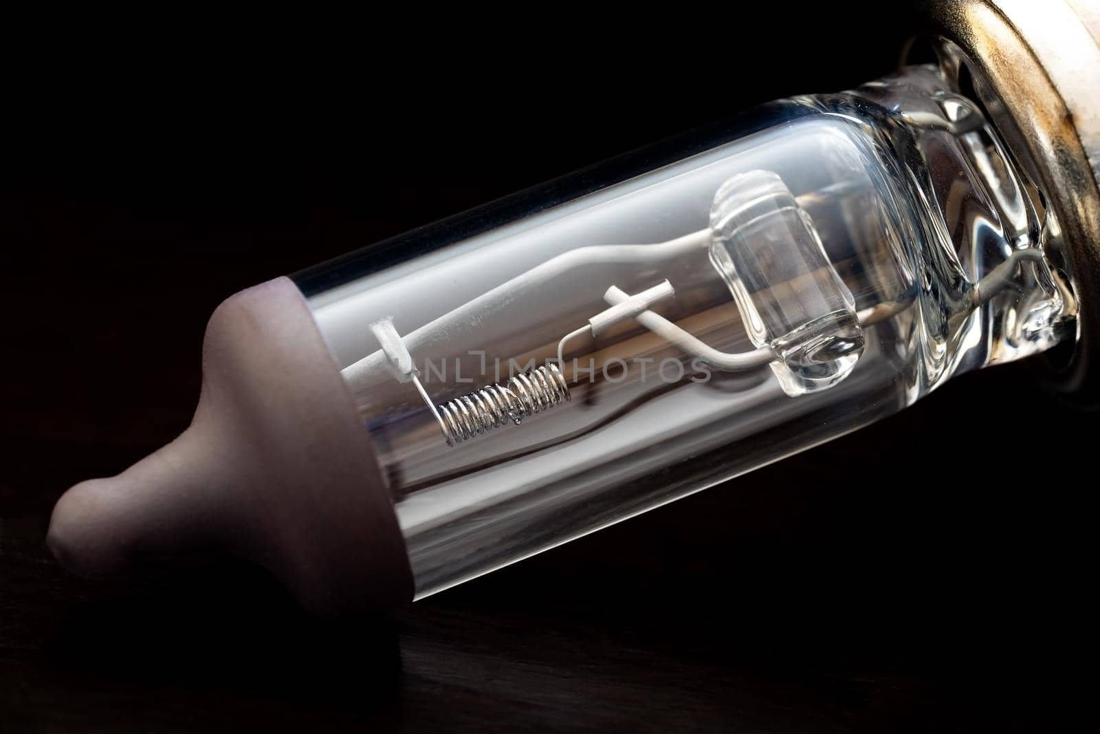 close-up of electric bulb headlight