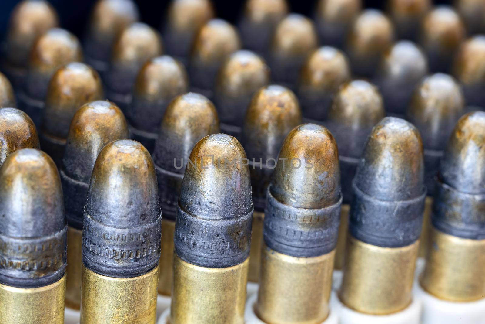 Close up of bullets. Ammunition