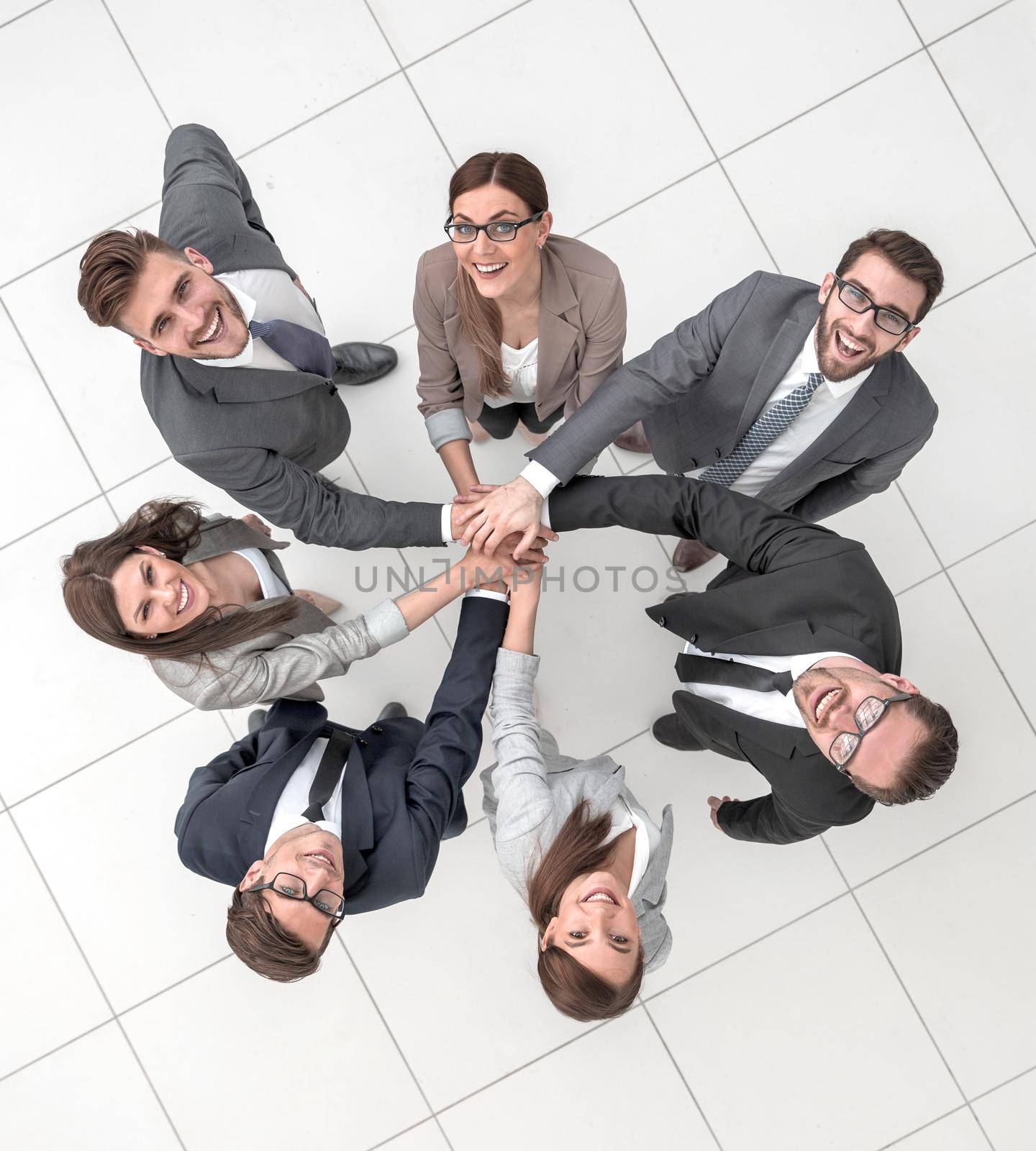 top view.business team standing in a circle by asdf