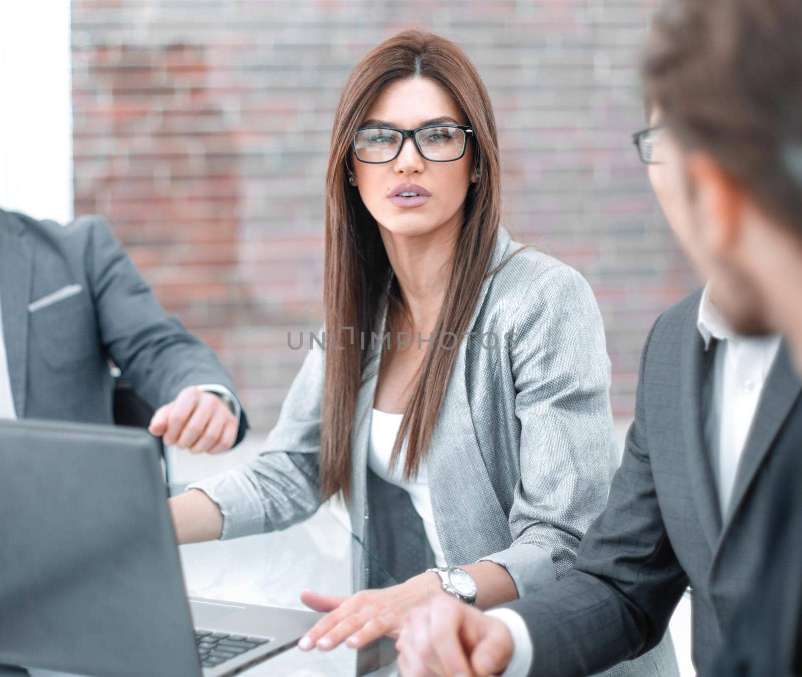 group of young businessmen in a modern office.the concept of teamwork