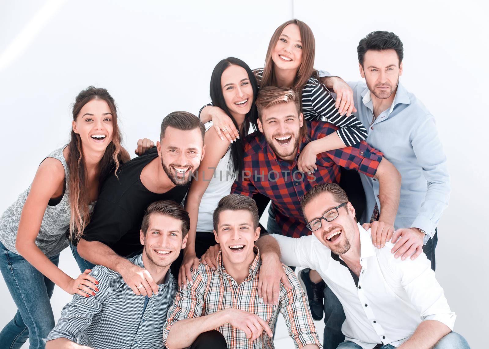 cheerful group of promising young people.isolated on light background