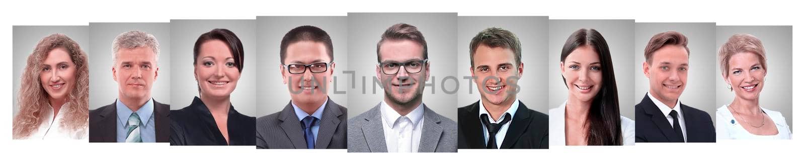 panoramic collage of portraits of young entrepreneurs. business concept