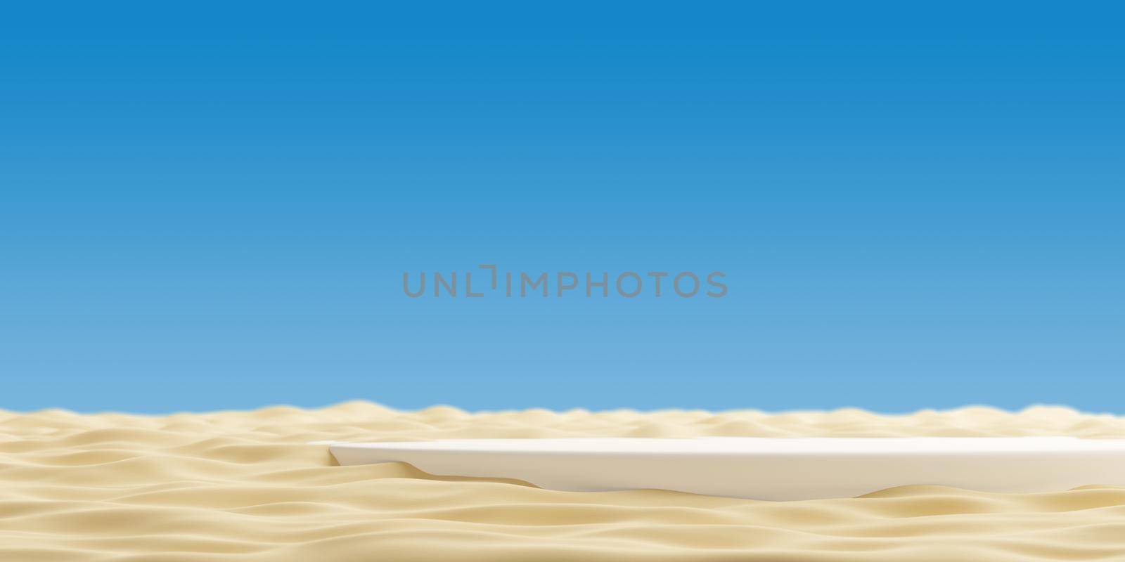Podium on sand beach product display Minimal summer 3D render