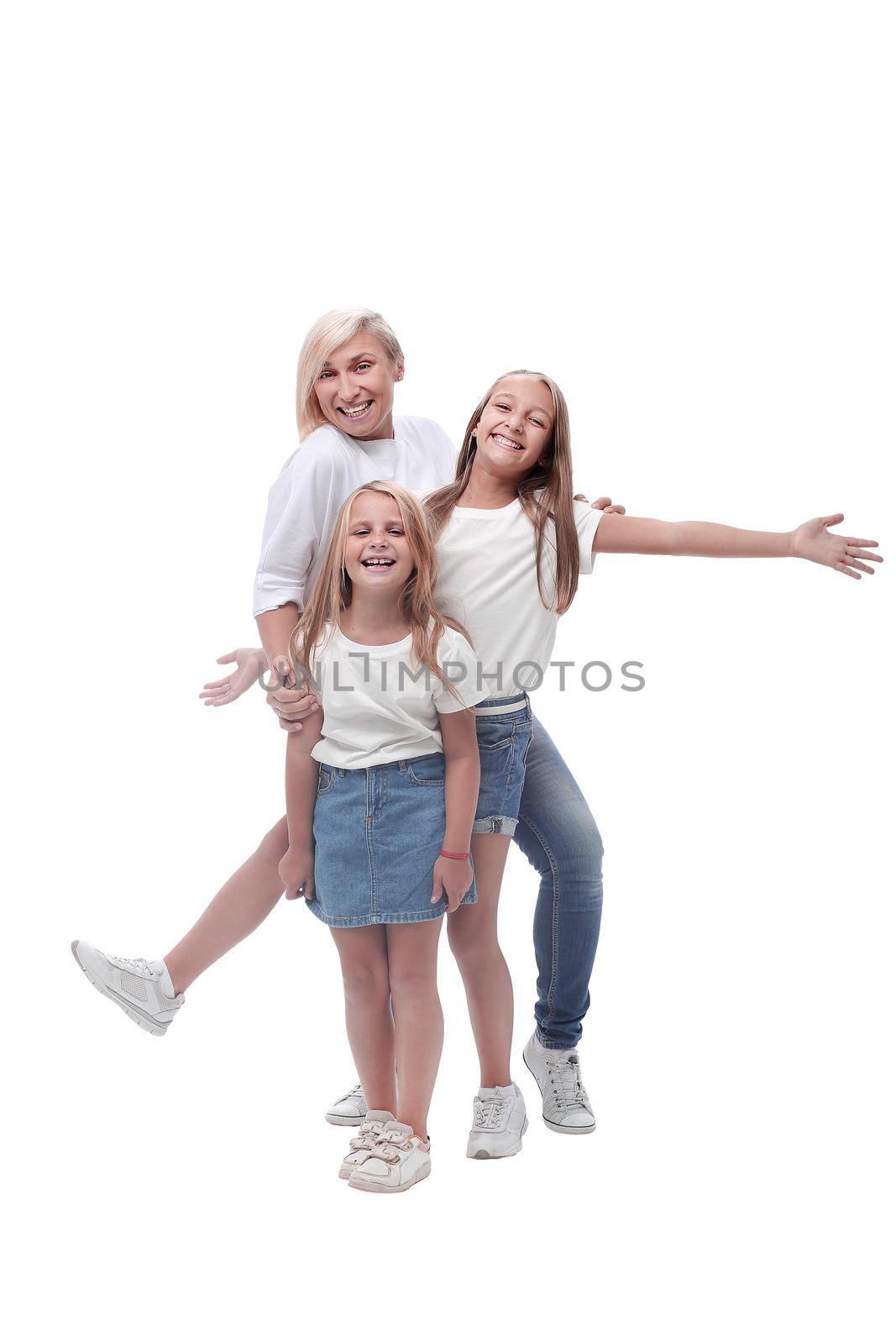 in full growth. portrait of a happy family . isolated on white background
