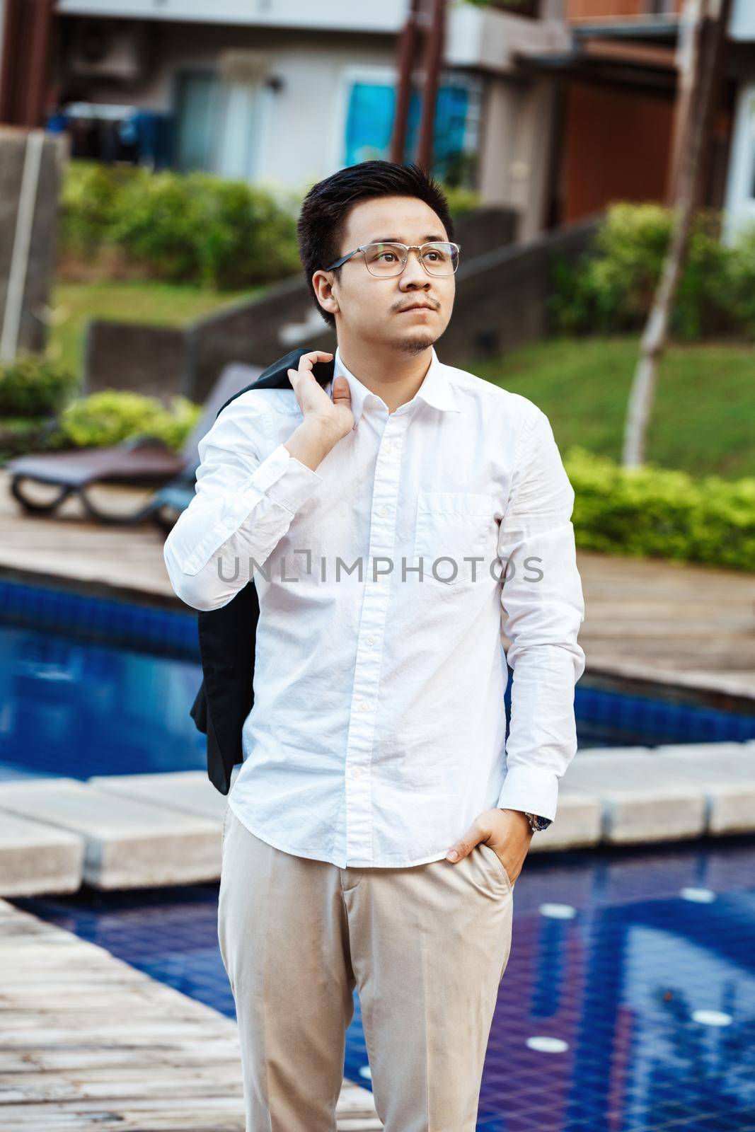 Concept Business - Handsome asian Business man ready to go for work by Benzoix
