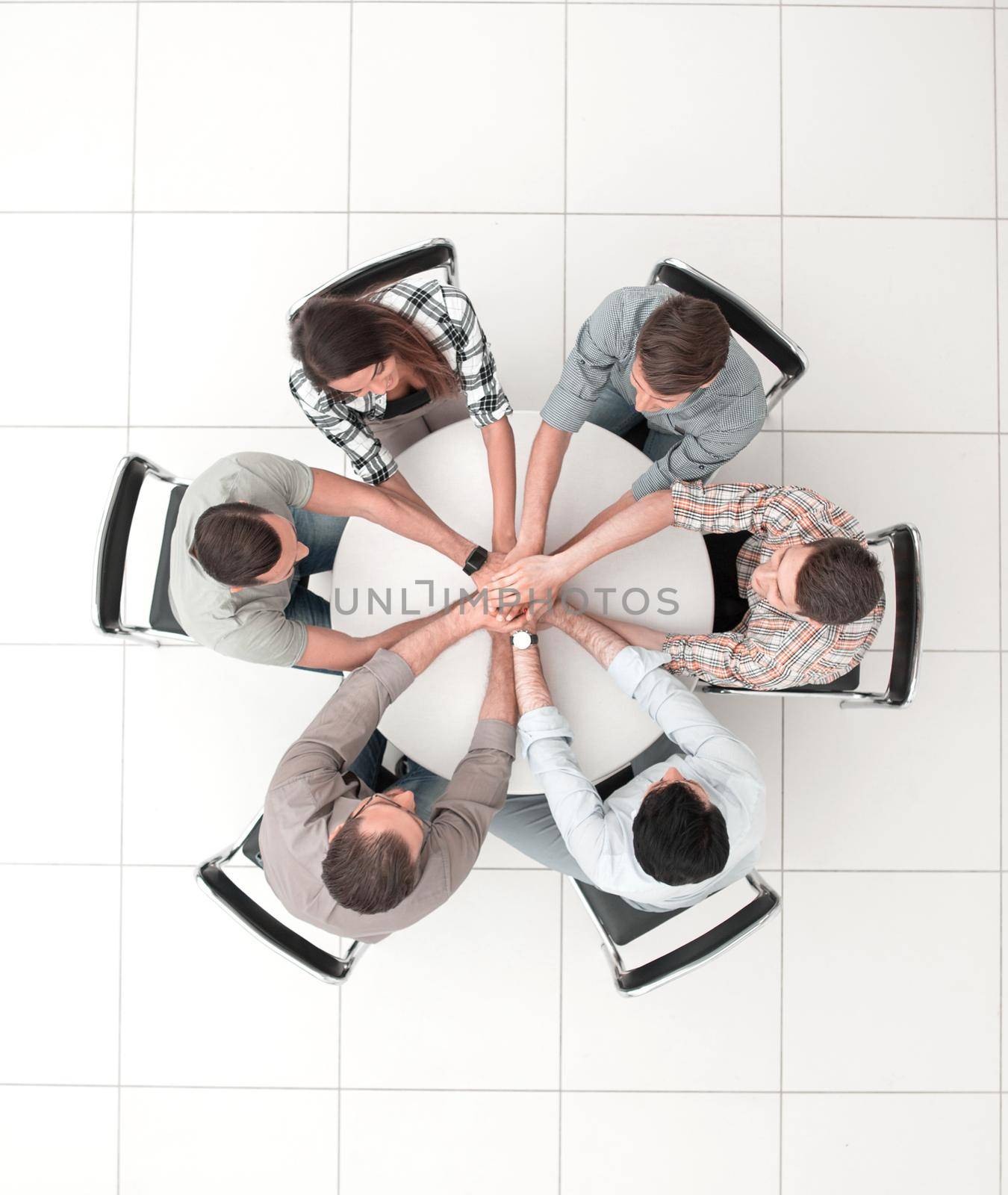 top view. the business team is preparing for a brainstorming session .photo with copy space