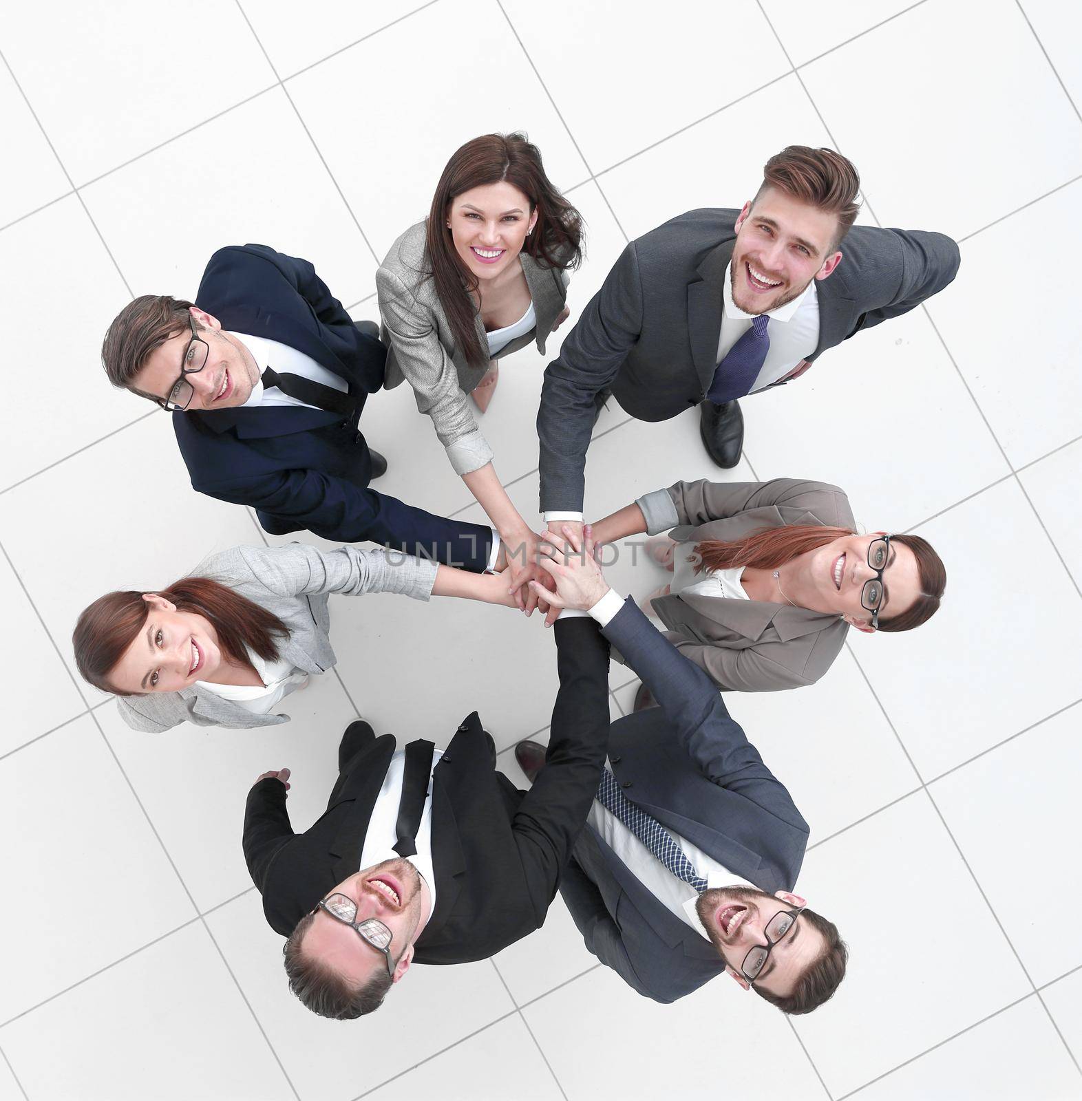 top view.business team standing in a circle by asdf