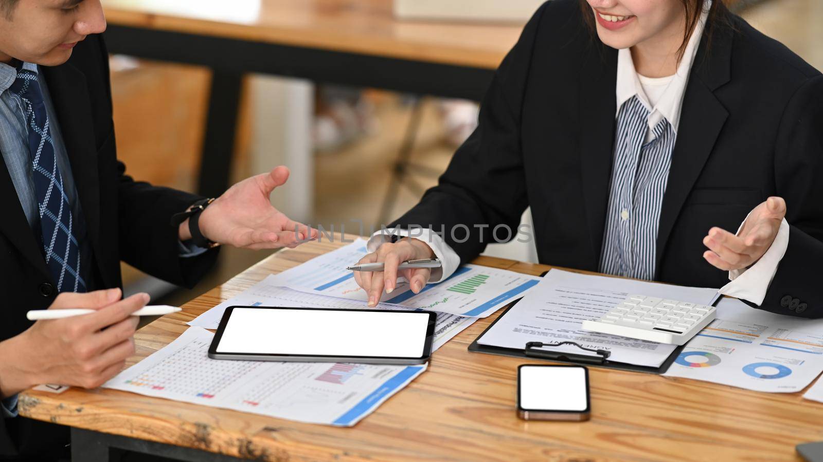 Two professional accountants working together at office.