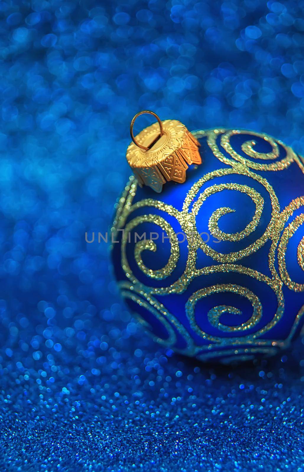 Christmas tree decorations on a shiny background. Vibratory focus. Holiday.