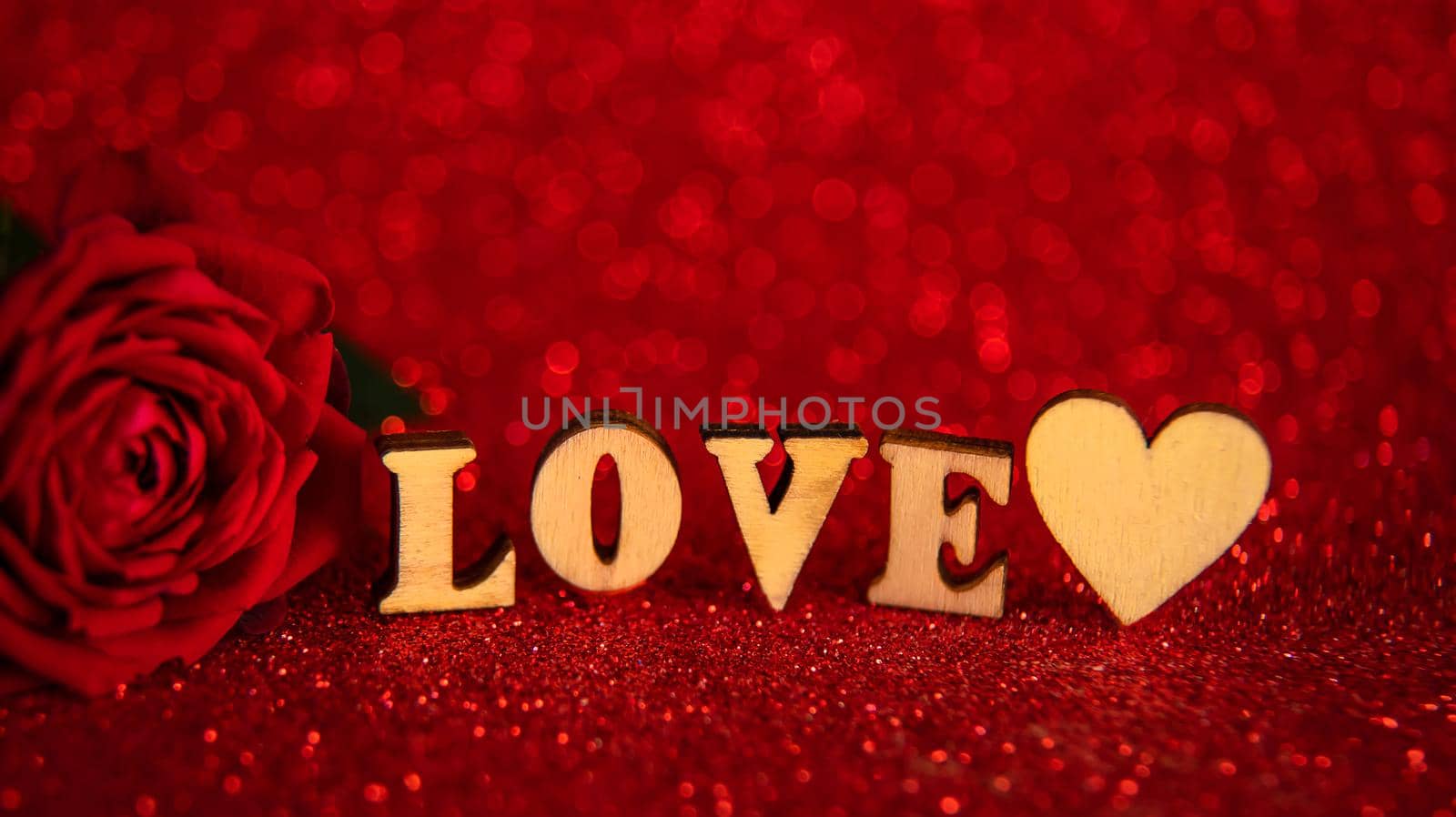 Shiny background with valentine heart. Selective focus. by yanadjana